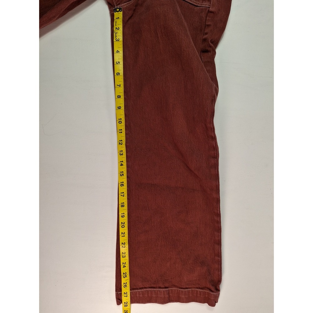 Rollas High Rise Wide Leg Jeans Terracotta Red Contrast Stitch Size 28 Aussie 10 - Picture 8 of 11